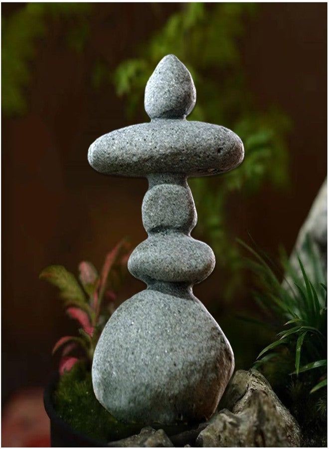 livelyfish Balanced Stones Statue Aquarium Rock Decor 3.4" Stacked Rock Figurines for Fish Tank Zen Garden Bonsai Accessories Micro Landscape Decorations,S - Image 1